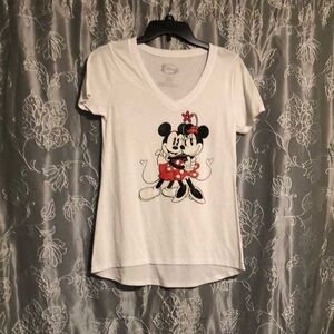 White T-Shirt with Minnie Mouse Print